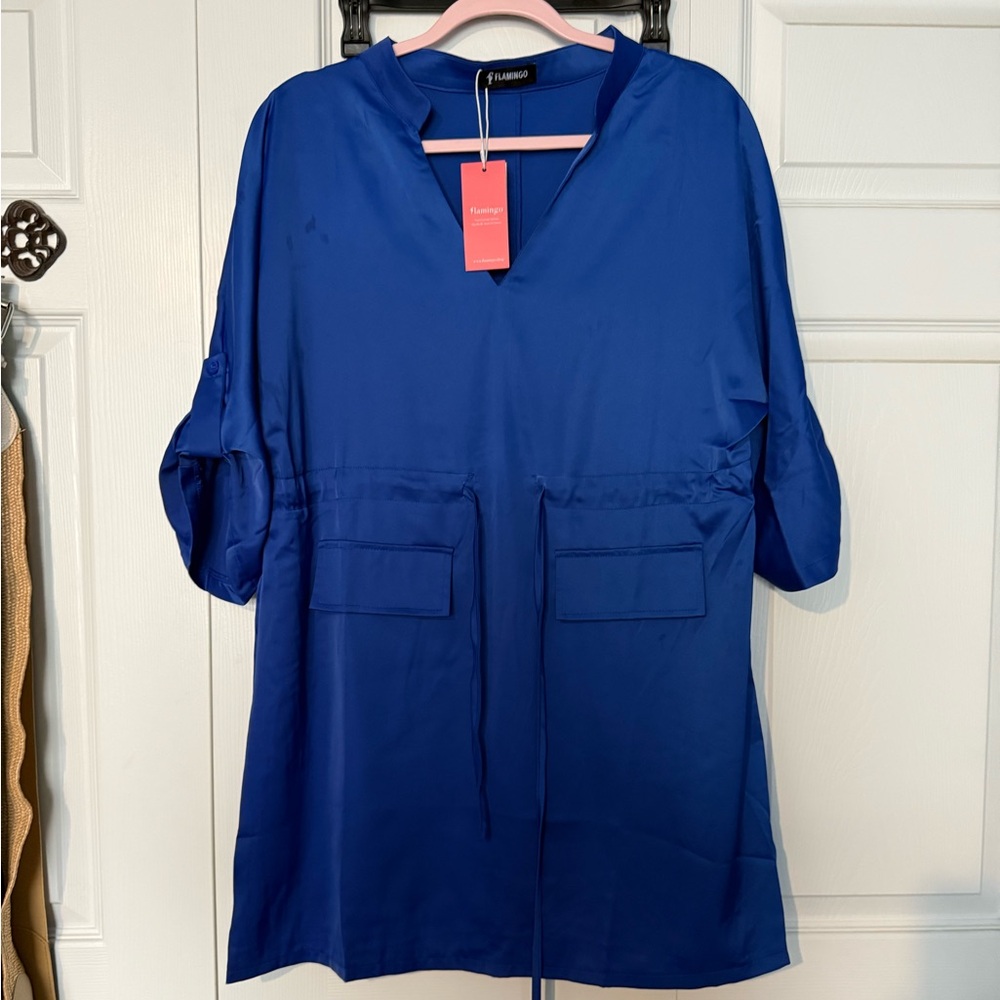 Blue Tunic Top with Pockets